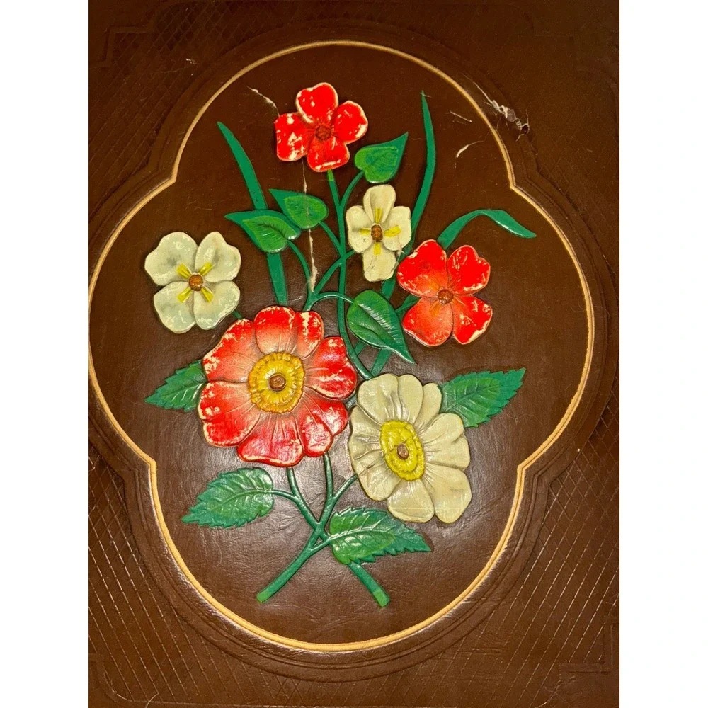 Vintage 1940s Scrapbook Brown Floral 100 Pages 14.5x12